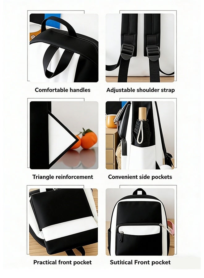 الدليبن طقم حقائب ظهر للأطفال مكون من 4 قطع، حقائب مدرسية للأطفال، حقائب ظهر مدرسية لطيفة، حقيبة ظهر متعددة الجيوب، حقائب مدرسية للأطفال من المرحلة الابتدائية والمتوسطة، سعة كبيرة، حقيبة للدراسة، حقيبة كروس، مقلمة، طقم من 4 قطع (أسود) - Image 3